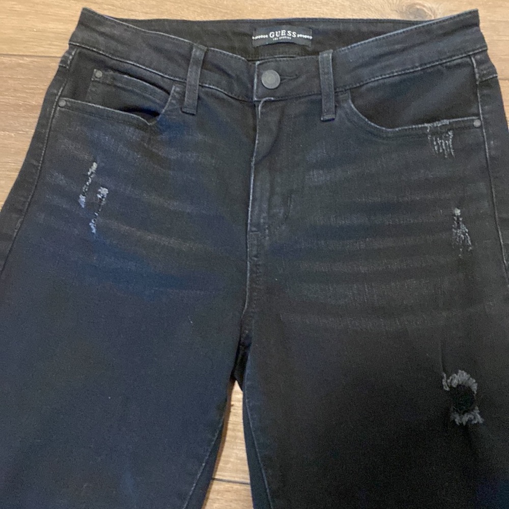 Guess 1981 straight distressed jeans size 29 black